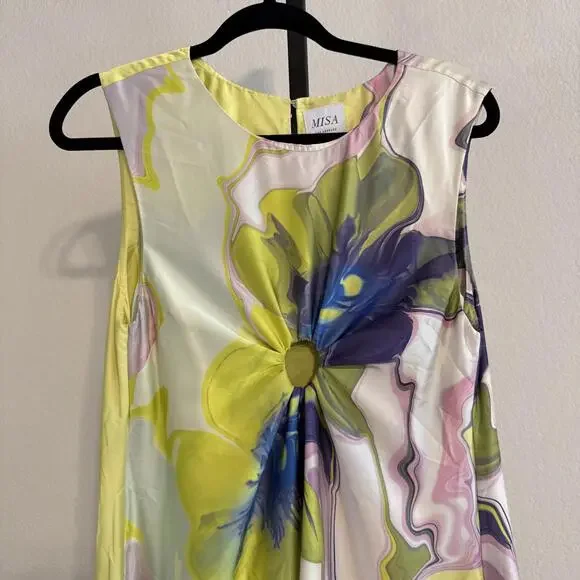 MISA Los Angele Satin Sleeveless Floral Print  Sylvie Dress (Sz: M / RTL: $410) - Picture 12 of 12